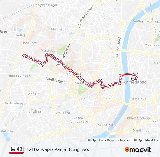 43 Bus Line Map