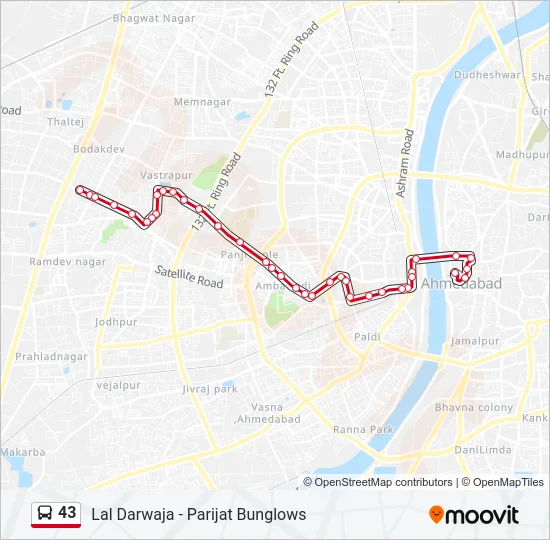 43 Bus Line Map
