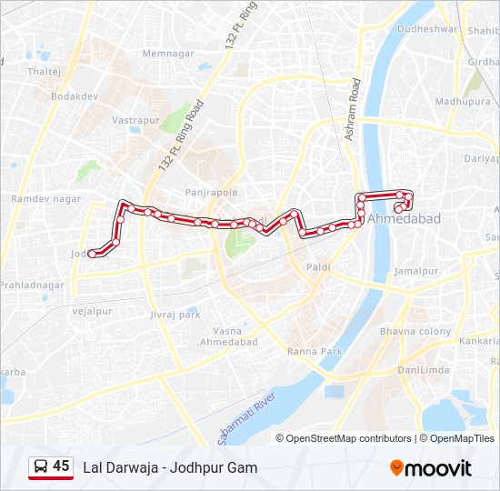 45 bus Line Map