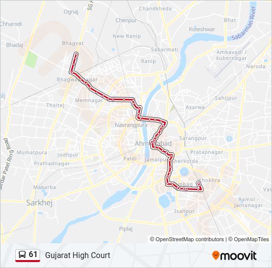 61 Bus Line Map