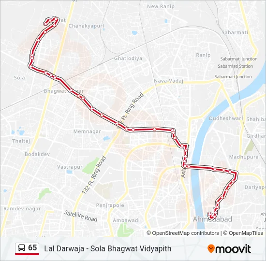65 Bus Line Map