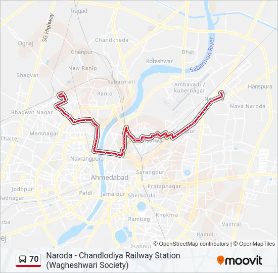 70 Bus Line Map