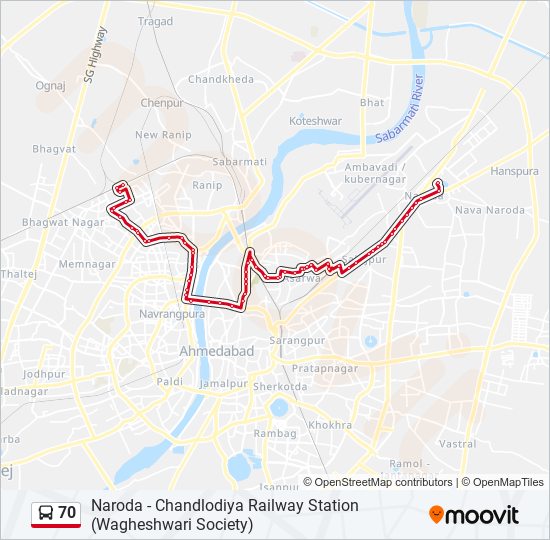 70 bus Line Map