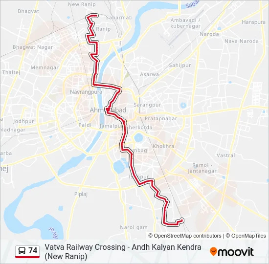 74 Bus Line Map