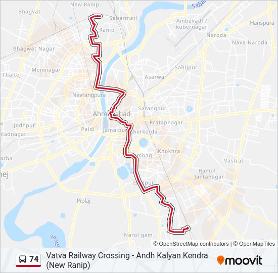 74 bus Line Map