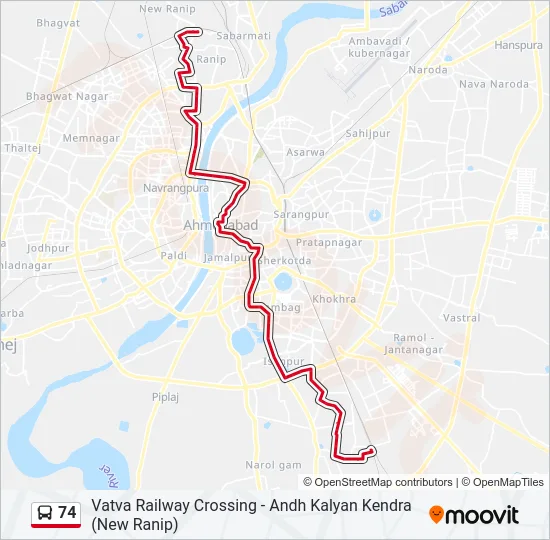 74 Bus Line Map