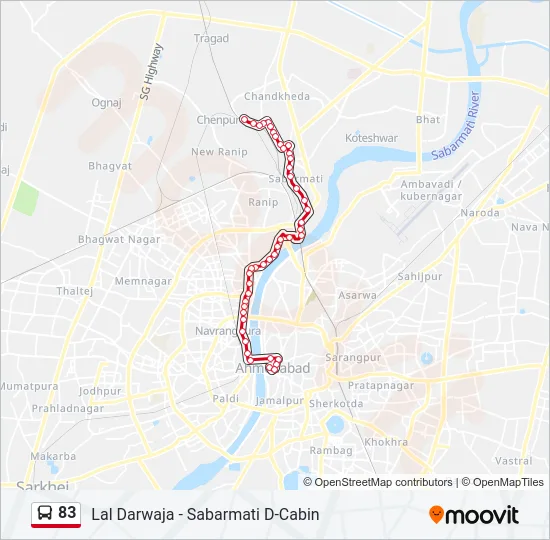 83 Bus Line Map