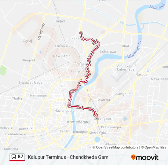 87 Bus Line Map