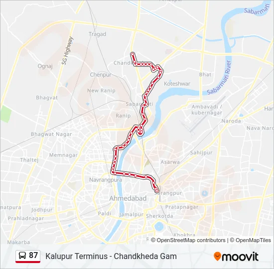 87 Bus Line Map