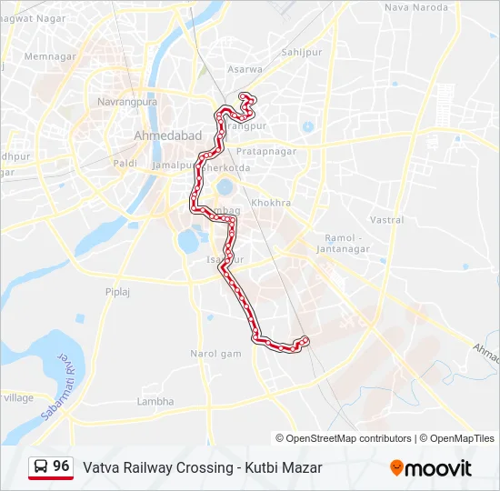 96 Bus Line Map