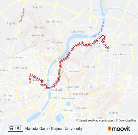 103 Bus Line Map