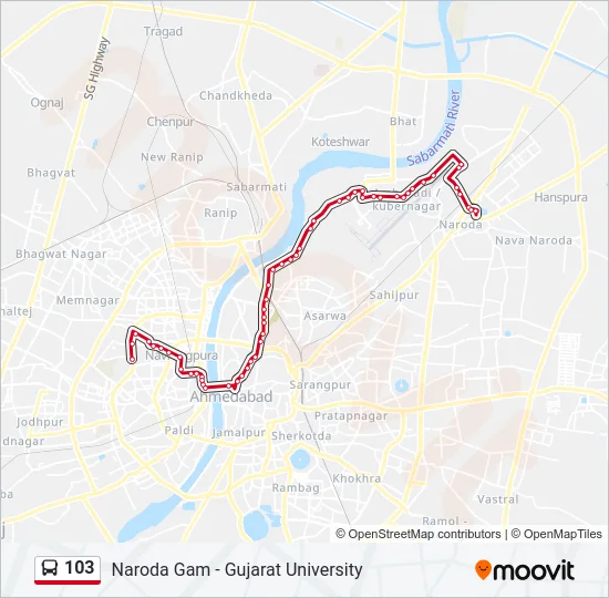 103 Bus Line Map