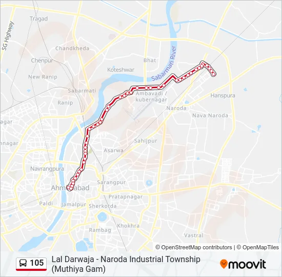 105 Bus Line Map