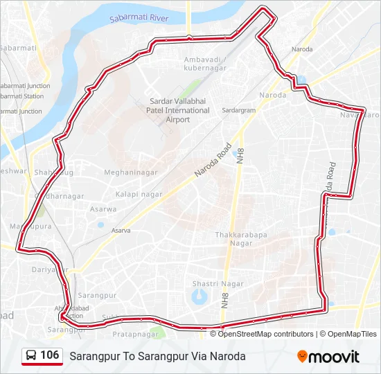 106 Bus Line Map