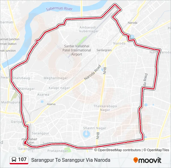 107 Bus Line Map