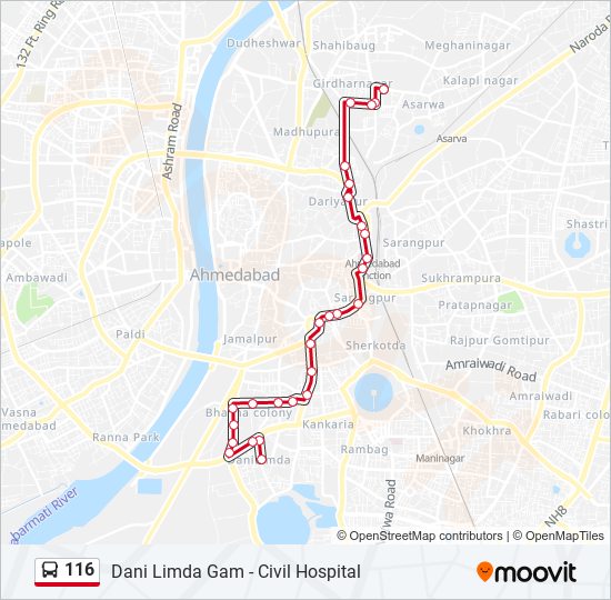 116 bus Line Map