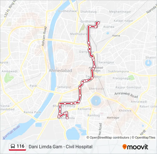 116 Bus Line Map