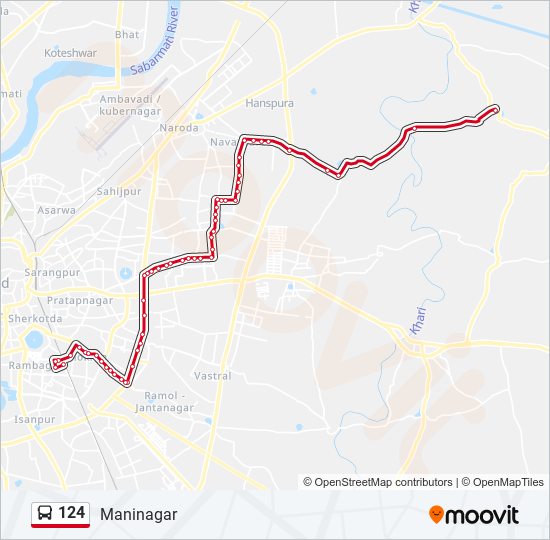 124 bus Line Map