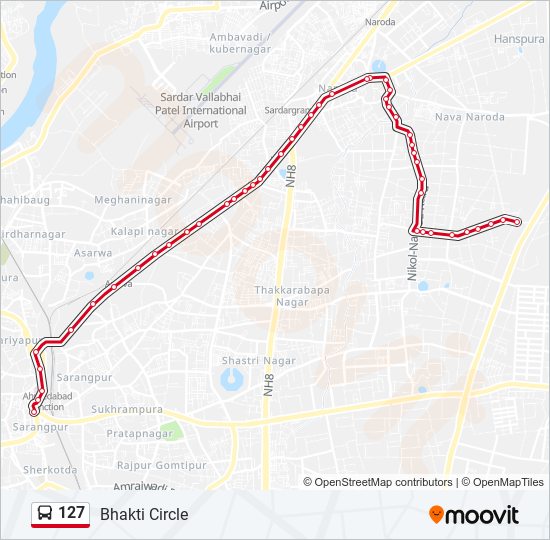 127 bus Line Map