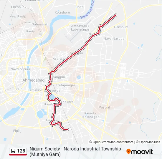 128 Bus Line Map