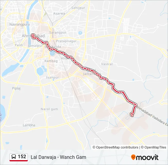 152 Bus Line Map