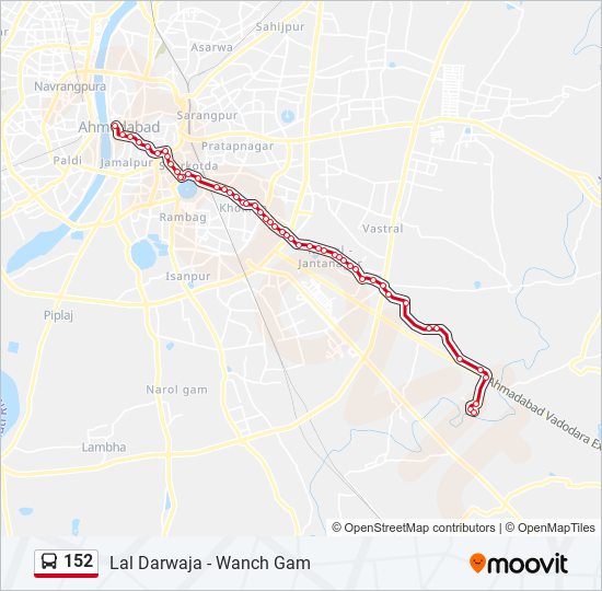 152 bus Line Map