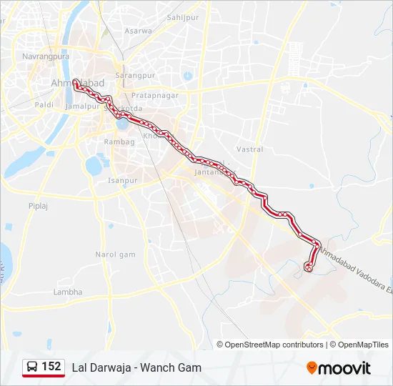 152 Bus Line Map