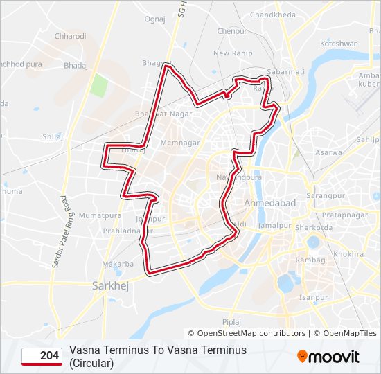 204 bus Line Map