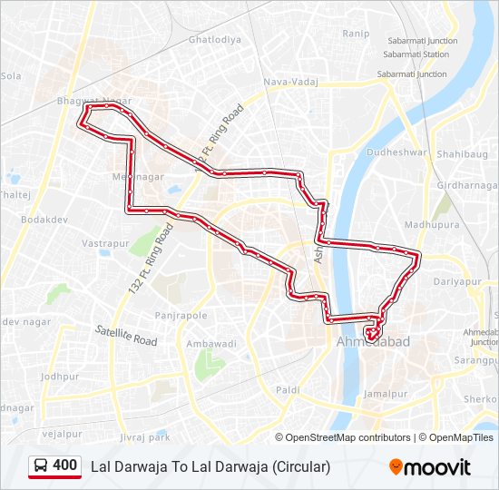 Bus 400 Route Map 400 Route: Schedules, Stops & Maps - Lal Darwaja To Lal Darwaja (Circular)  (Updated)