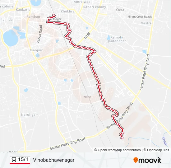 15/1 Bus Line Map