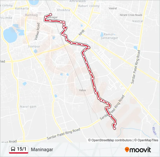 15/1 Bus Line Map