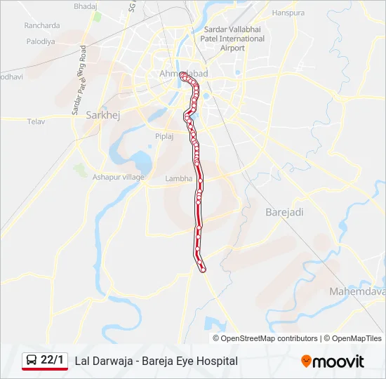 22/1 Bus Line Map