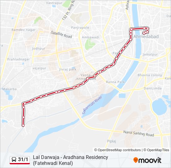 31/1 bus Line Map