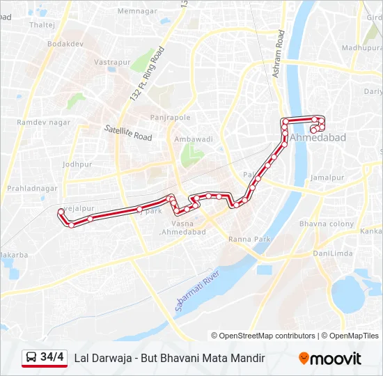 34/4 Bus Line Map