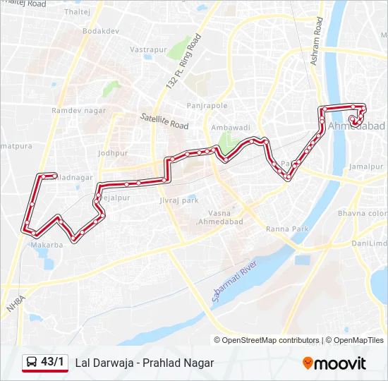 43/1 Bus Line Map