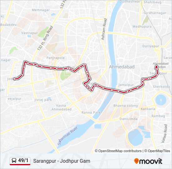 49/1 bus Line Map