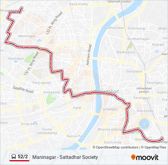 52/2 bus Line Map