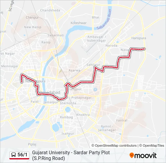 56/1 Bus Line Map