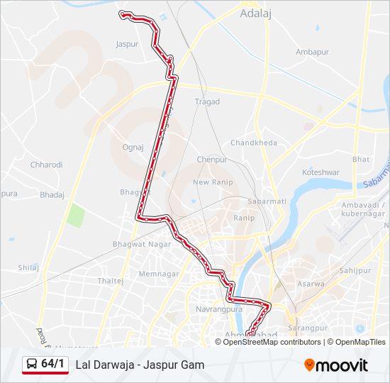 64/1 Bus Line Map