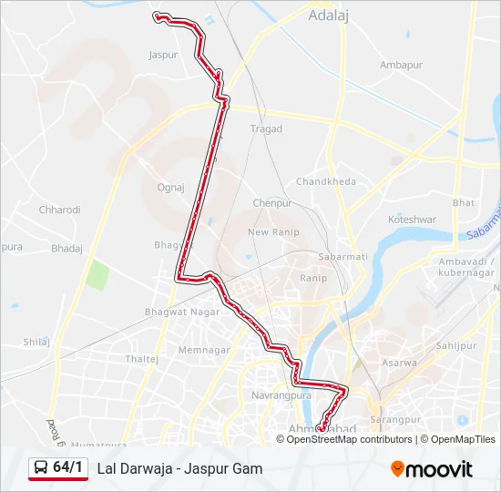 64/1 Bus Line Map