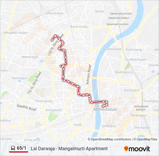 65/1 Bus Line Map