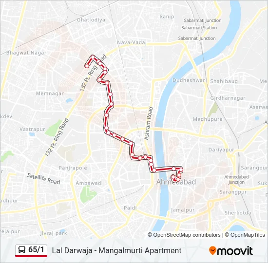 65/1 Bus Line Map