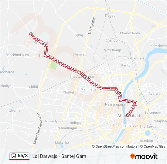 65/3 Bus Line Map