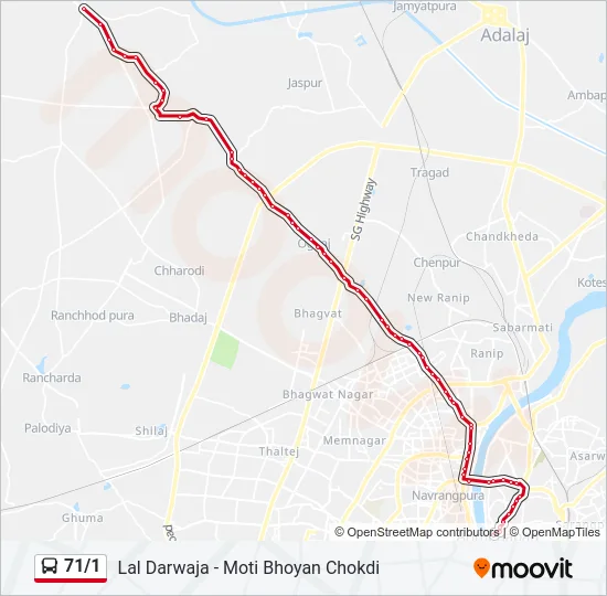 71/1 Bus Line Map