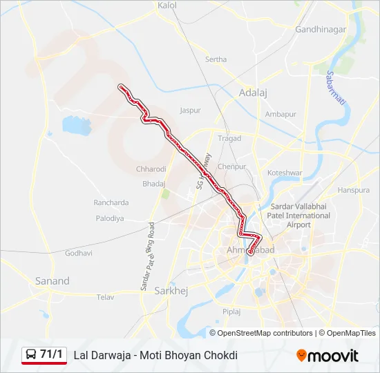 71/1 Bus Line Map