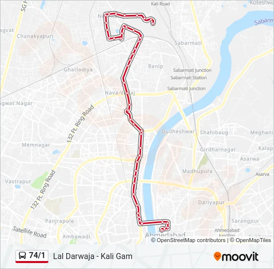74/1 Bus Line Map