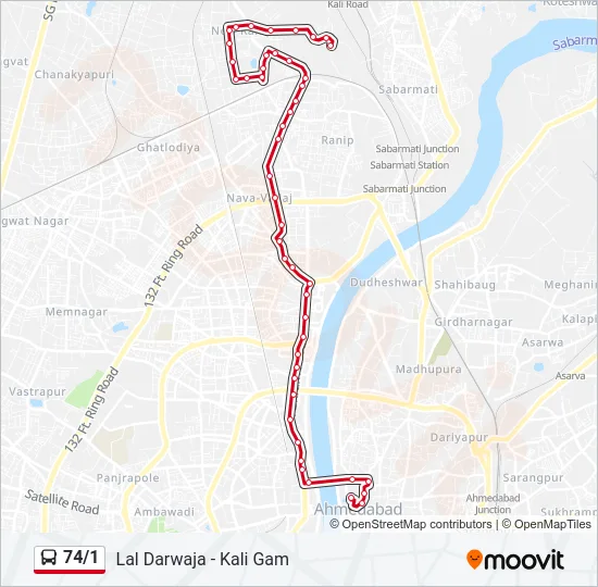 74/1 Bus Line Map