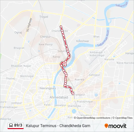 89/3 Bus Line Map