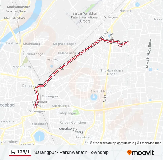 123/1 Bus Line Map