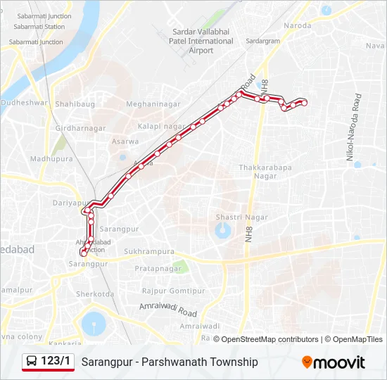 123/1 Bus Line Map